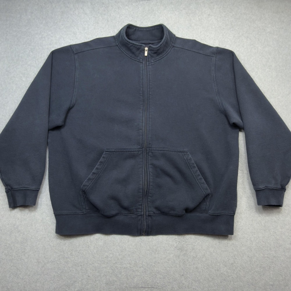 LL Bean Sweatshirt Mens XL Blue Full Zip Fleece Mock Neck Pockets Outdoor Casual